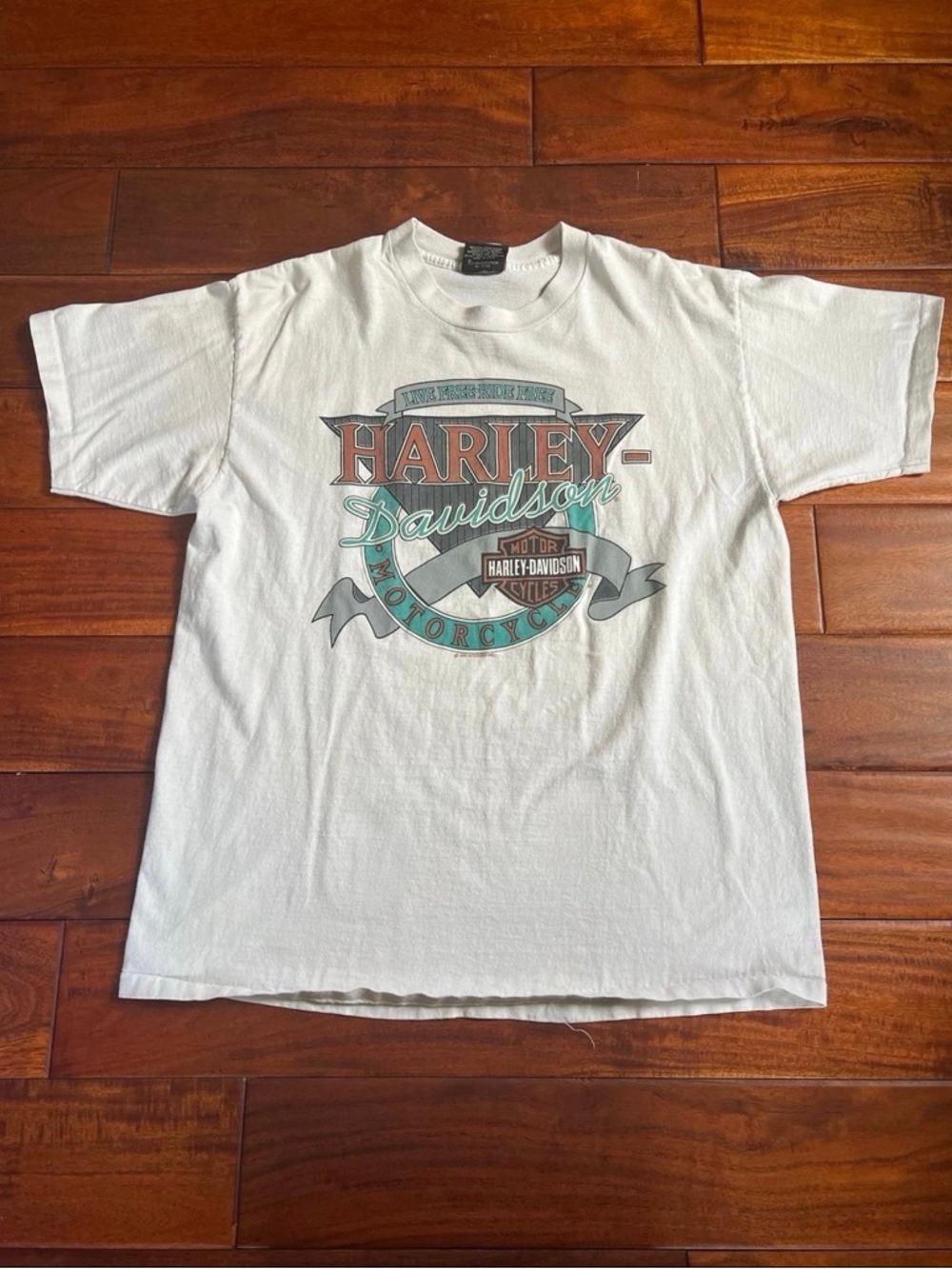Vintage 1992 Single Stitch White Harley Davidson Shirt